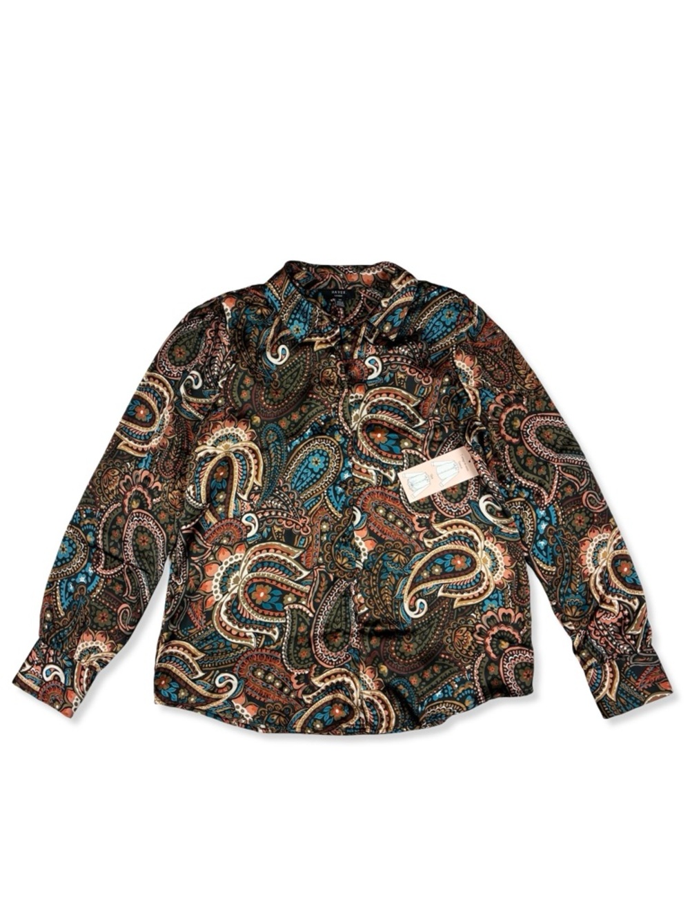 Haver London Long Sleeve Button Up Satin Blouse